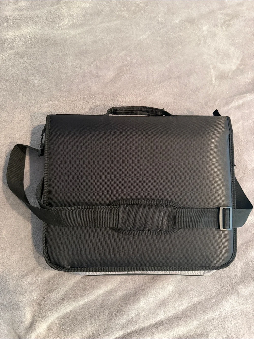 Black and Gray Laptop Messenger Bag with Reflective Stripes